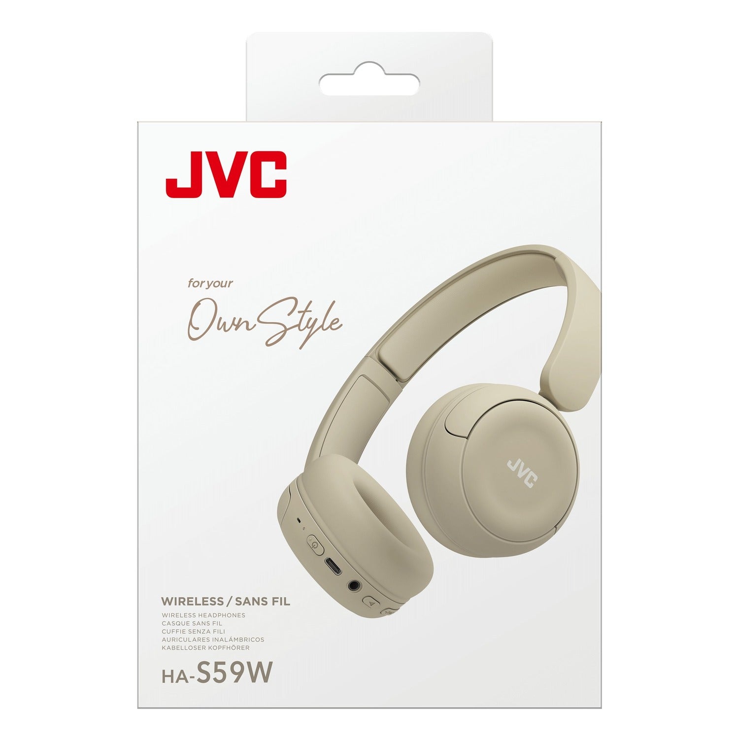 JVC - Casque d'écoute Sans-Fil Bluetooth 5.4, Autonomie de 50 Heures, Pliable avec Microphone Intégré, Beige - Simple Boutique