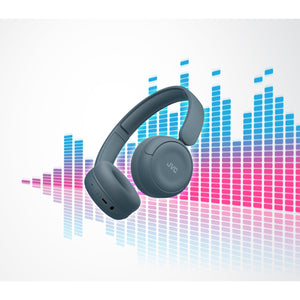 JVC - Casque d'écoute Sans-Fil Bluetooth 5.4, Autonomie de 50 Heures, Pliable avec Microphone Intégré, Bleu - Simple Boutique
