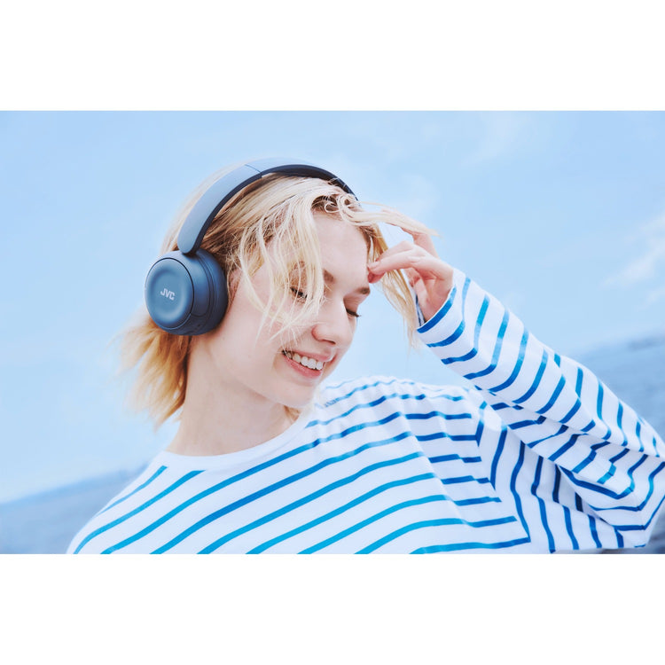 JVC - Casque d'écoute Sans-Fil Bluetooth 5.4, Autonomie de 50 Heures, Pliable avec Microphone Intégré, Bleu - Simple Boutique