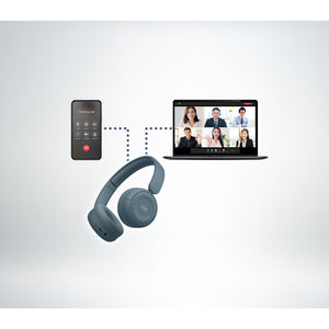 JVC - Casque d'écoute Sans-Fil Bluetooth 5.4, Autonomie de 50 Heures, Pliable avec Microphone Intégré, Bleu - Simple Boutique