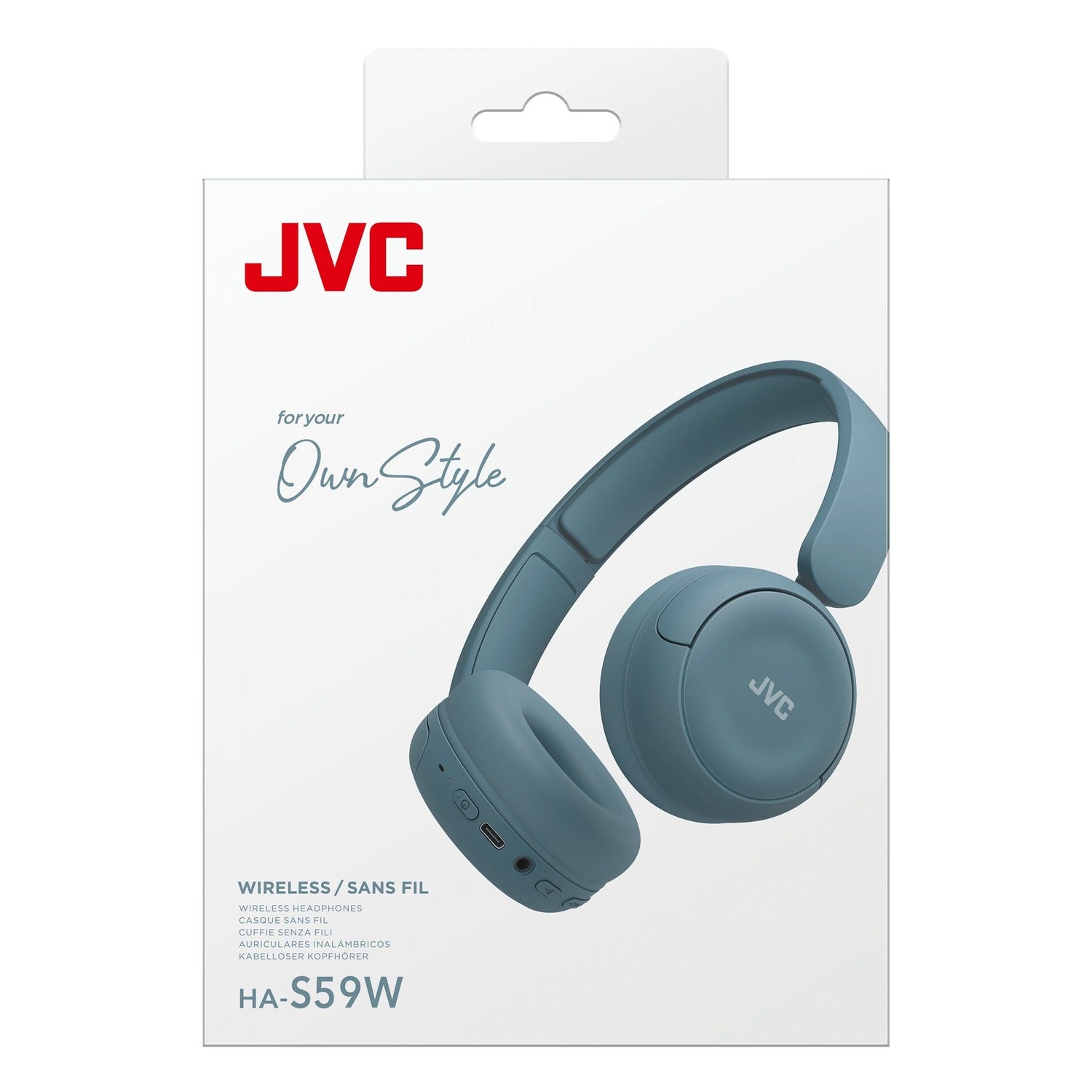 JVC - Casque d'écoute Sans-Fil Bluetooth 5.4, Autonomie de 50 Heures, Pliable avec Microphone Intégré, Bleu - Simple Boutique