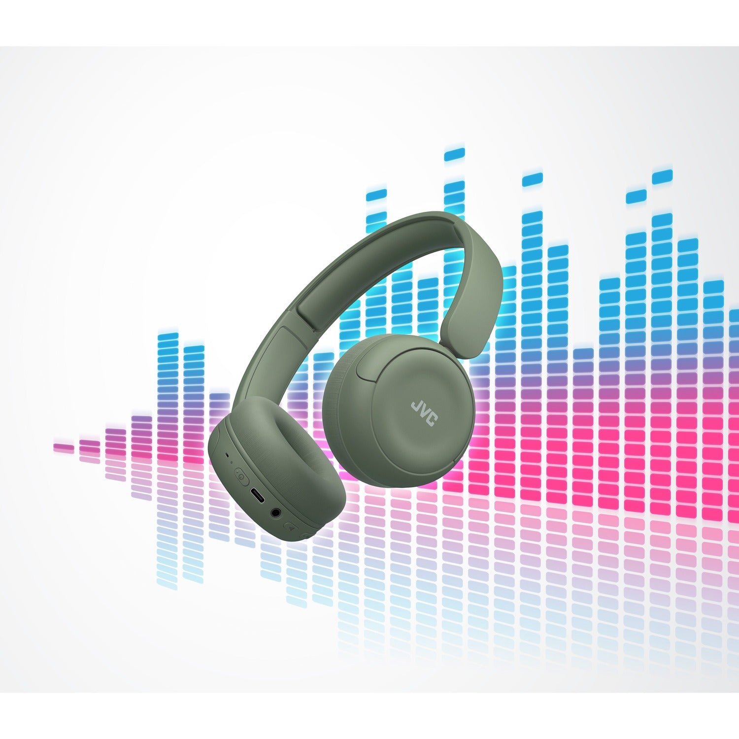 JVC - Casque d'écoute Sans-Fil Bluetooth 5.4, Autonomie de 50 Heures, Pliable avec Microphone Intégré, Kaki - Simple Boutique