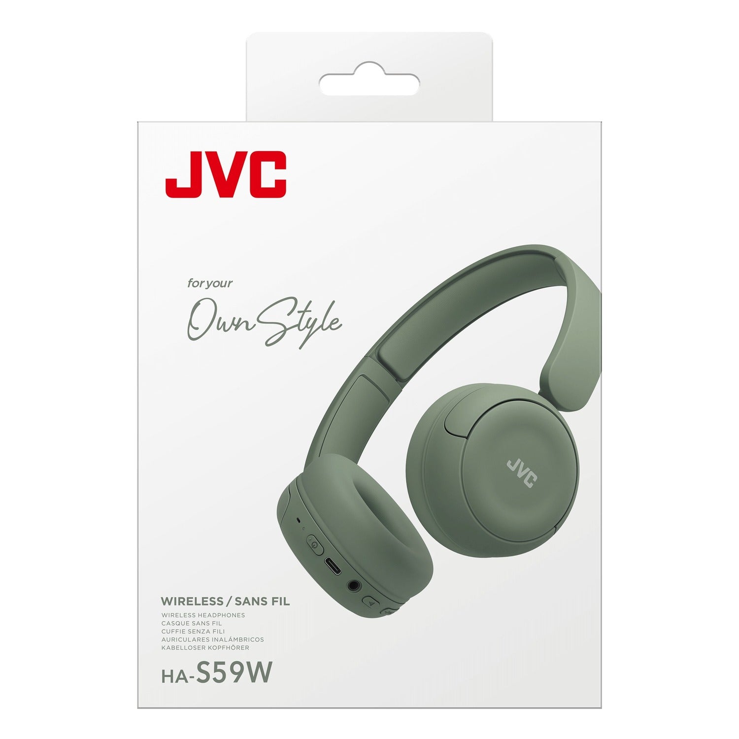 JVC - Casque d'écoute Sans-Fil Bluetooth 5.4, Autonomie de 50 Heures, Pliable avec Microphone Intégré, Kaki - Simple Boutique