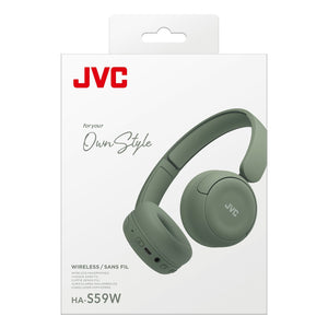 JVC - Casque d'écoute Sans-Fil Bluetooth 5.4, Autonomie de 50 Heures, Pliable avec Microphone Intégré, Kaki - Simple Boutique