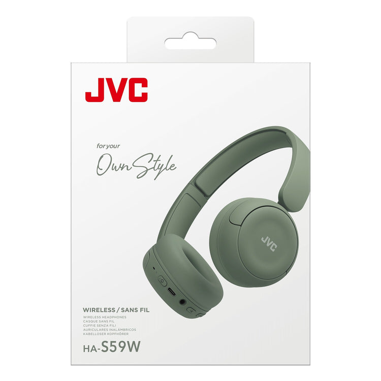 JVC - Casque d'écoute Sans-Fil Bluetooth 5.4, Autonomie de 50 Heures, Pliable avec Microphone Intégré, Kaki - Simple Boutique