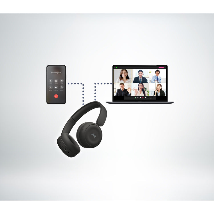 JVC - Casque d'écoute Sans-Fil Bluetooth 5.4, Autonomie de 50 Heures, Pliable avec Microphone Intégré, Noir - Simple Boutique