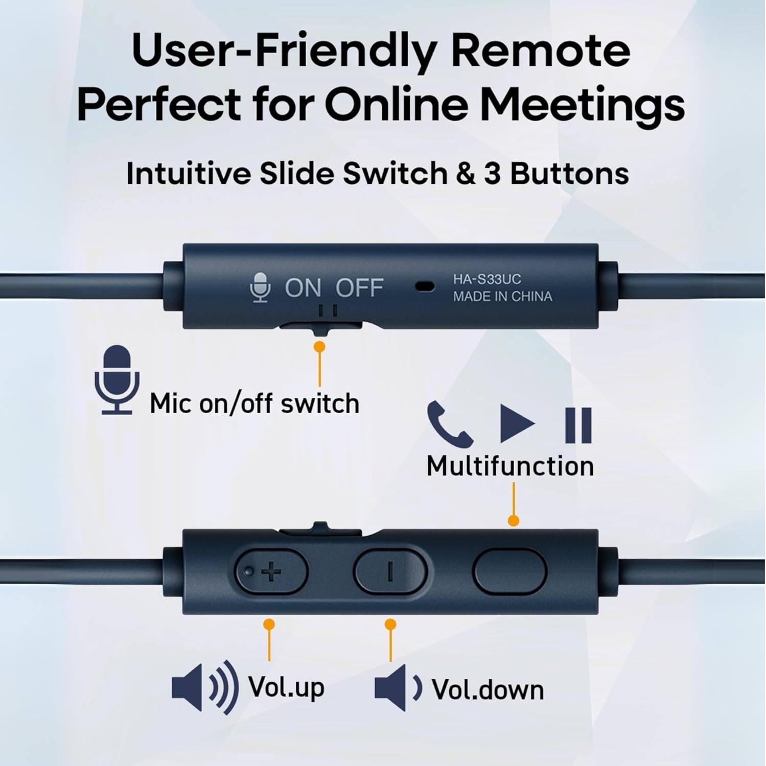 JVC - Casque filaire USB-C avec micro – Léger, confortable, pliable, Bleu - HA-S33UC-A - Simple Boutique