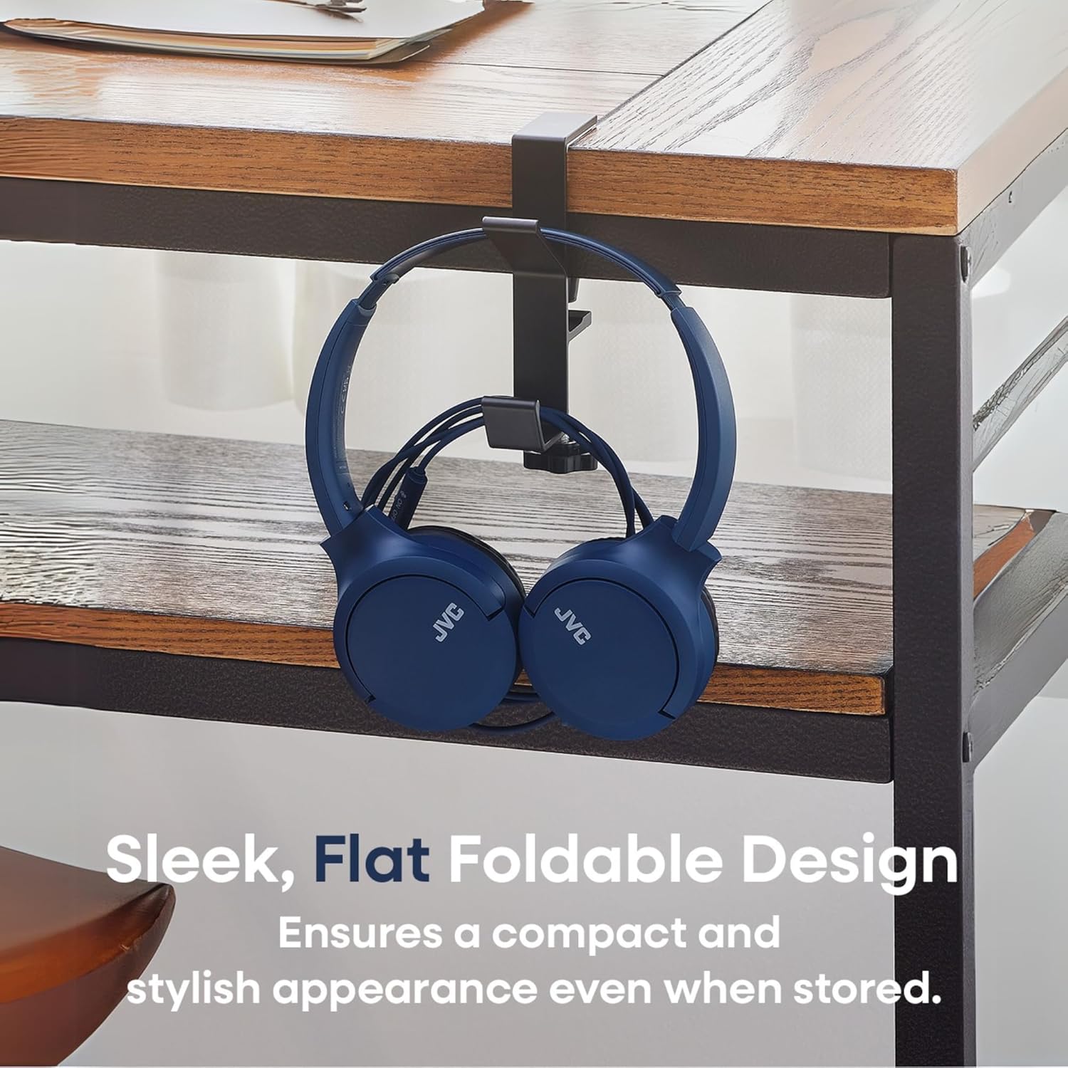 JVC - Casque filaire USB-C avec micro – Léger, confortable, pliable, Bleu - HA-S33UC-A - Simple Boutique
