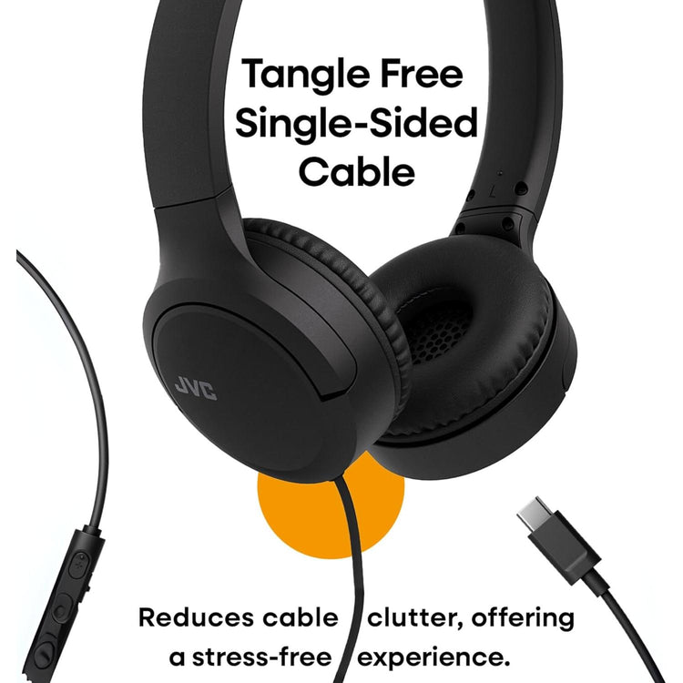 JVC - Casque filaire USB-C avec micro – Léger, confortable, pliable, Noir - HA-S33UC-B - Simple Boutique