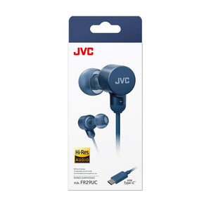 JVC - Écouteurs Intra-Auriculaire Filaires, USB-C, Haute Résolution, Microphone Intégré, Bleu - Simple Boutique