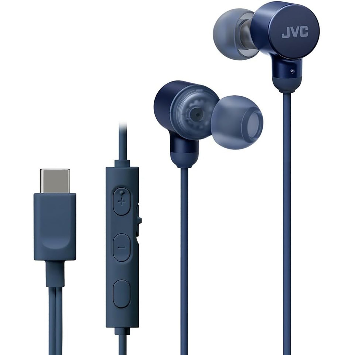 JVC - Écouteurs Intra-Auriculaire Filaires, USB-C, Haute Résolution, Microphone Intégré, Bleu - Simple Boutique