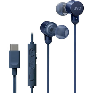 JVC - Écouteurs Intra-Auriculaire Filaires, USB-C, Haute Résolution, Microphone Intégré, Bleu - Simple Boutique
