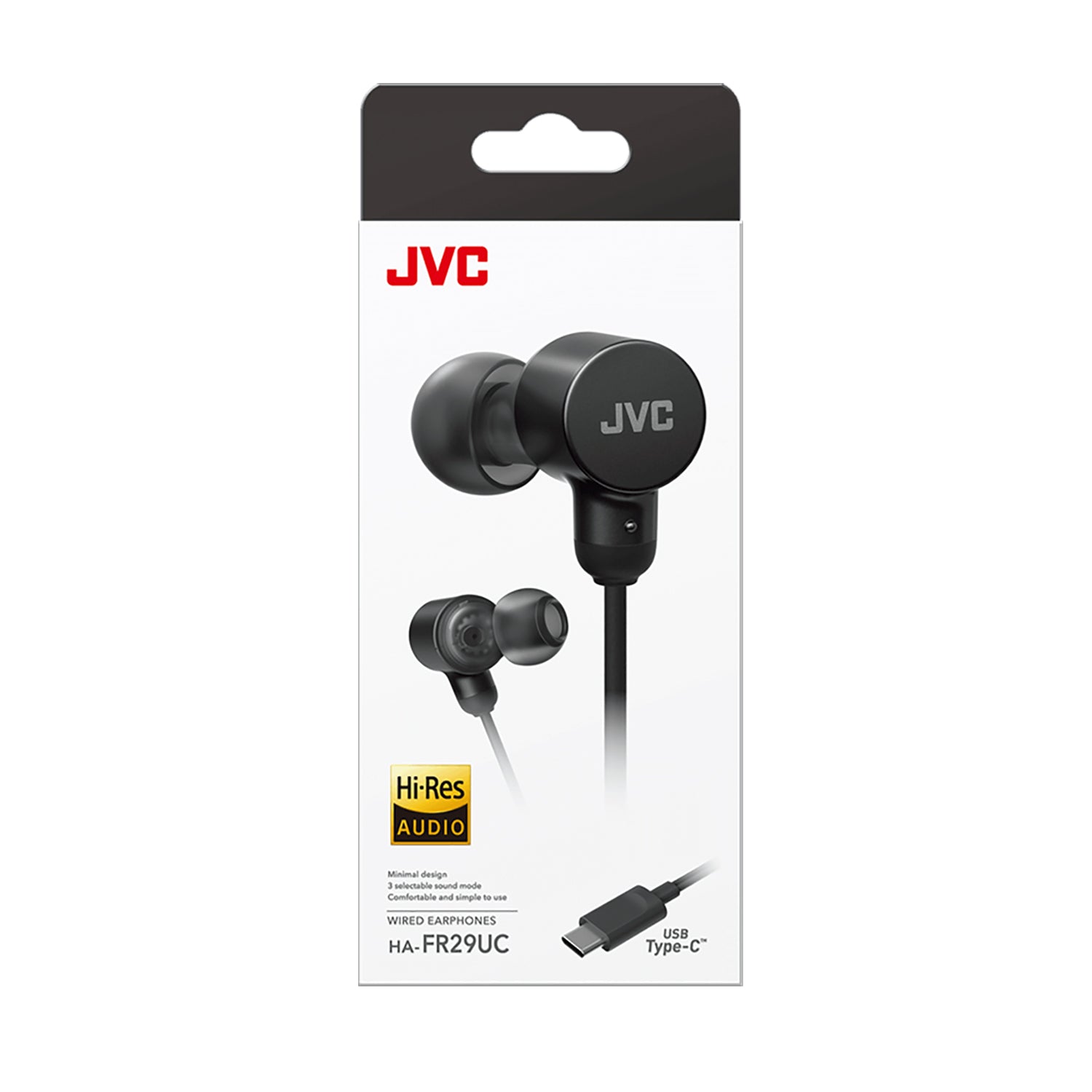 JVC - Écouteurs Intra-Auriculaire Filaires, USB-C, Haute Résolution, Microphone Intégré, Noir - Simple Boutique