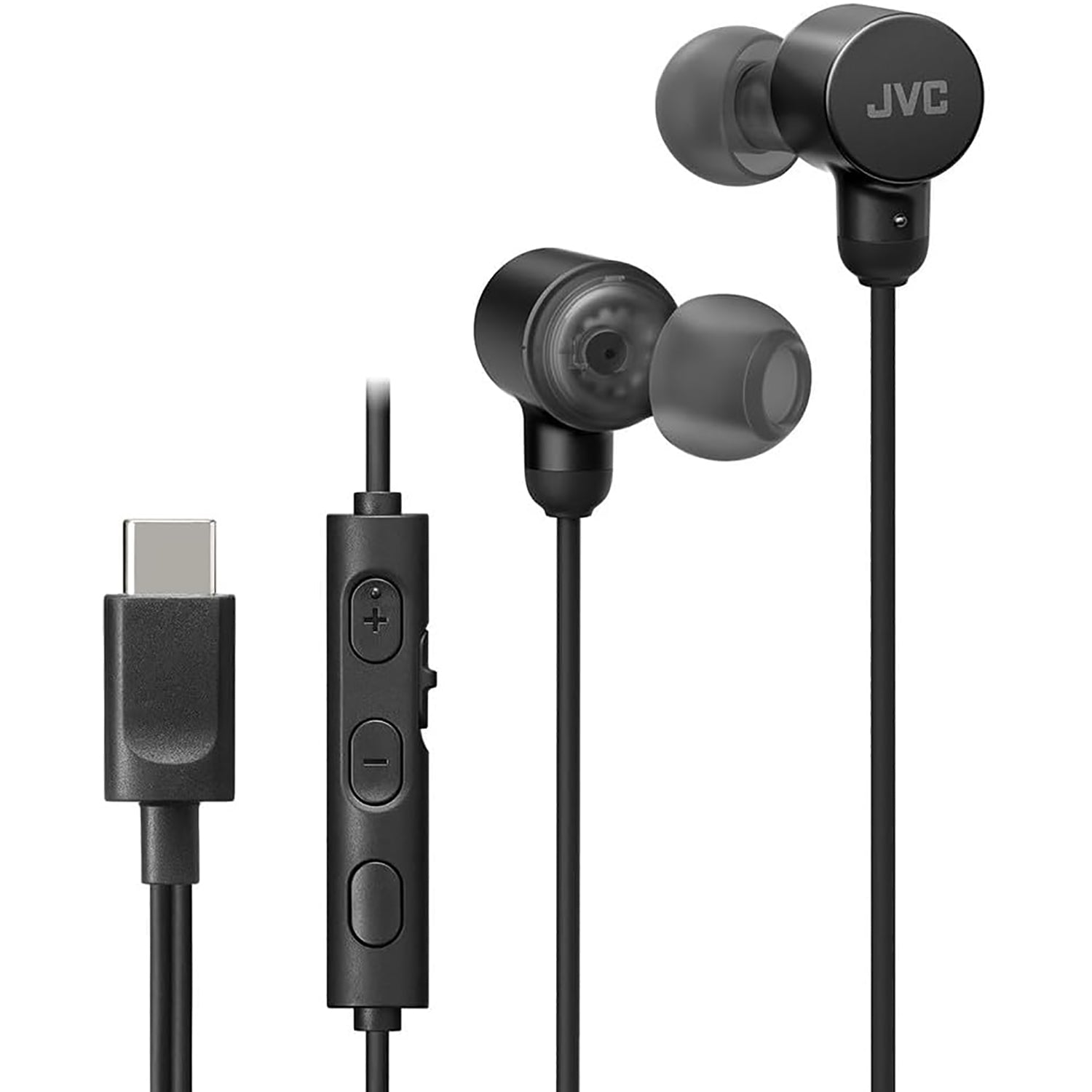 JVC - Écouteurs Intra-Auriculaire Filaires, USB-C, Haute Résolution, Microphone Intégré, Noir - Simple Boutique