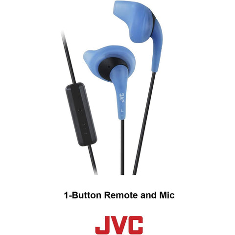 JVC - Écouteurs Intra-Auriculaire Gumy Sport avec Microphone et Télécommande Intégré, Bleu