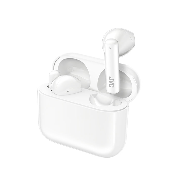 JVC - Écouteurs Intra-Auriculaires Sans-Fil avec Boitier de Recharge et Microphone Intégré, Blanc - Simple Boutique