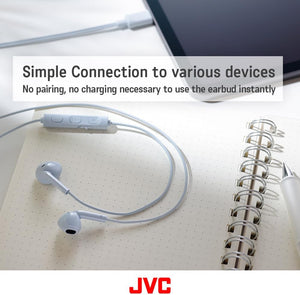 JVC - Écouteurs Intra-Auriculaires USB Type-C avec Microphone et Télécommande Intégré, Bleu Pâle - Simple Boutique