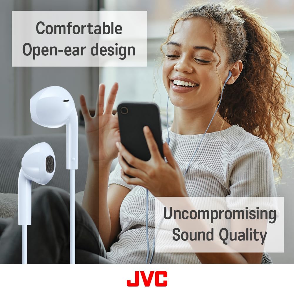 JVC - Écouteurs Intra-Auriculaires USB Type-C avec Microphone et Télécommande Intégré, Bleu Pâle - Simple Boutique