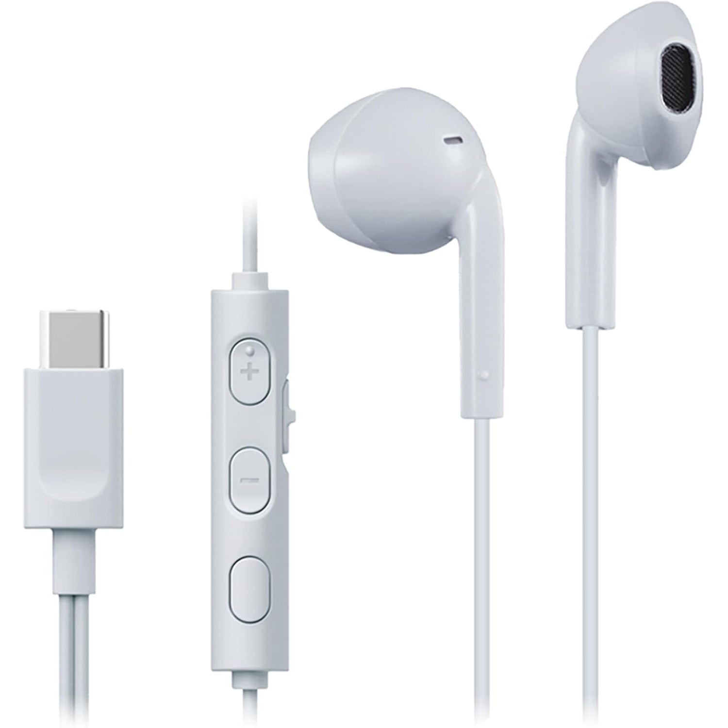 JVC - Écouteurs Intra-Auriculaires USB Type-C avec Microphone et Télécommande Intégré, Bleu Pâle - Simple Boutique