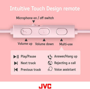 JVC - Écouteurs Intra-Auriculaires USB Type-C avec Microphone et Télécommande Intégré, Rose - Simple Boutique
