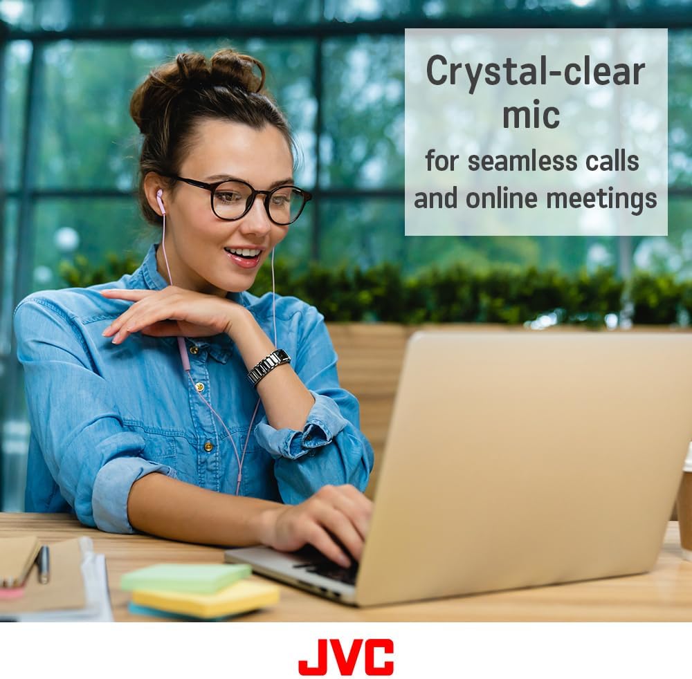 JVC - Écouteurs Intra-Auriculaires USB Type-C avec Microphone et Télécommande Intégré, Rose - Simple Boutique
