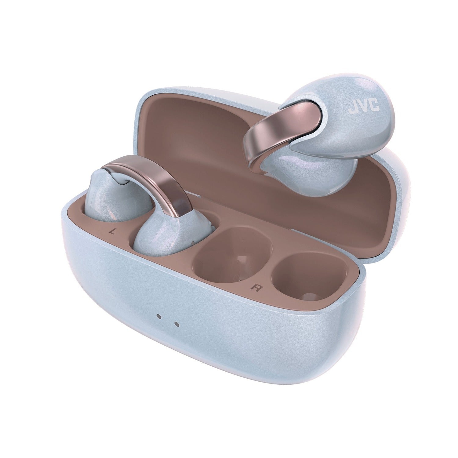 JVC - Écouteurs Nearphones Sans-Fil Édition Perle avec Boitier de Recharge et Microphone Intégré, Bleu Éternel - Simple Boutique