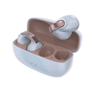 JVC - Écouteurs Nearphones Sans-Fil Édition Perle avec Boitier de Recharge et Microphone Intégré, Bleu Éternel - Simple Boutique