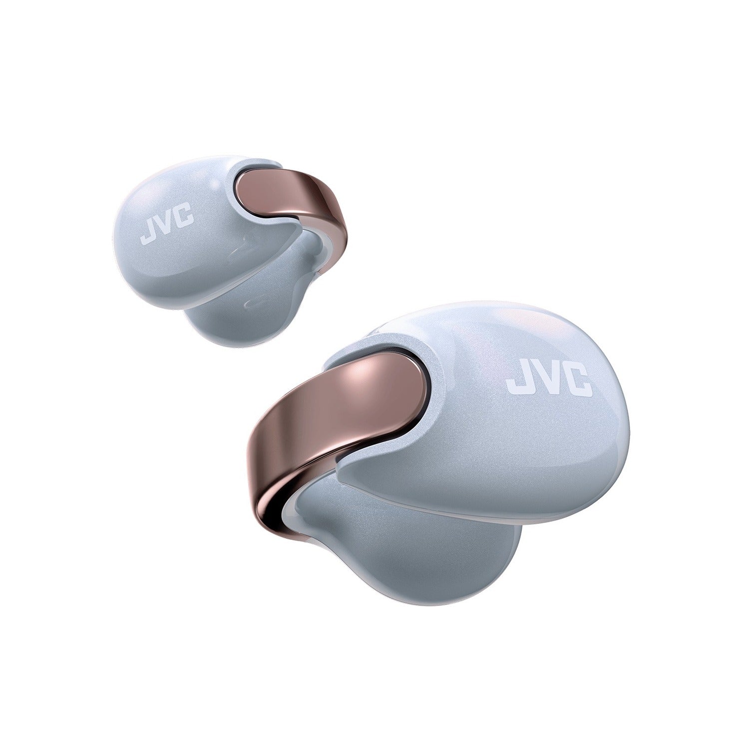JVC - Écouteurs Nearphones Sans-Fil Édition Perle avec Boitier de Recharge et Microphone Intégré, Bleu Éternel - Simple Boutique