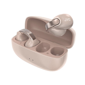 JVC - Écouteurs Nearphones Sans-Fil Édition Perle avec Boitier de Recharge et Microphone Intégré, Pêche Sablée - Simple Boutique