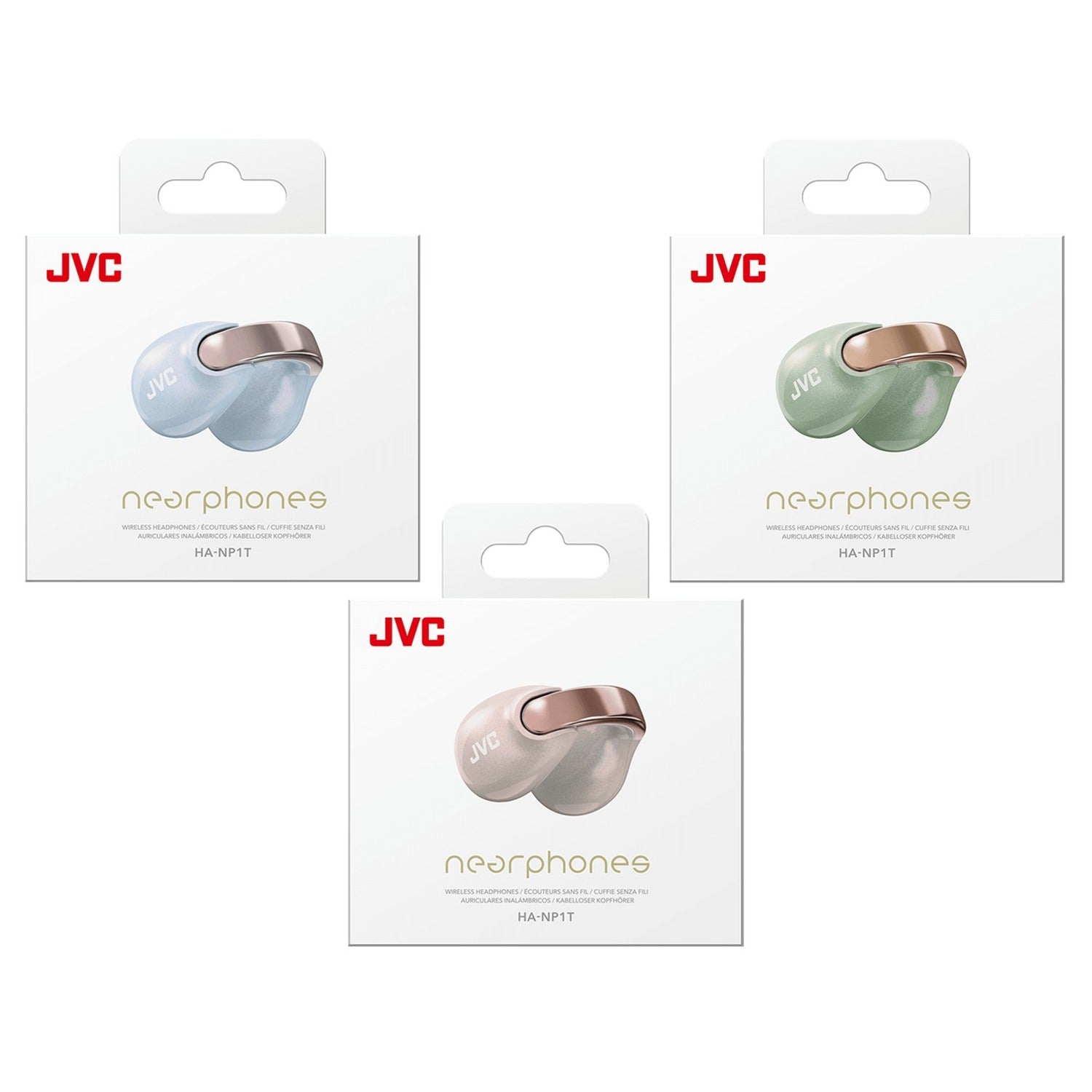 JVC - Écouteurs Nearphones Sans-Fil Édition Perle avec Boitier de Recharge et Microphone Intégré, Pêche Sablée - Simple Boutique