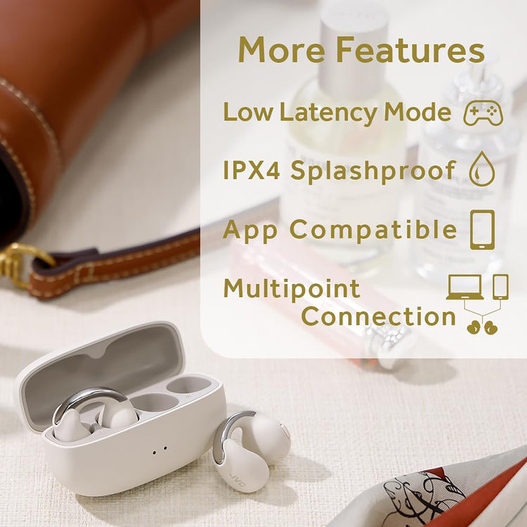 JVC - Écouteurs Nearphones Sans-Fil avec Boitier de Recharge et Microphone Intégré, Blanc - Simple Boutique
