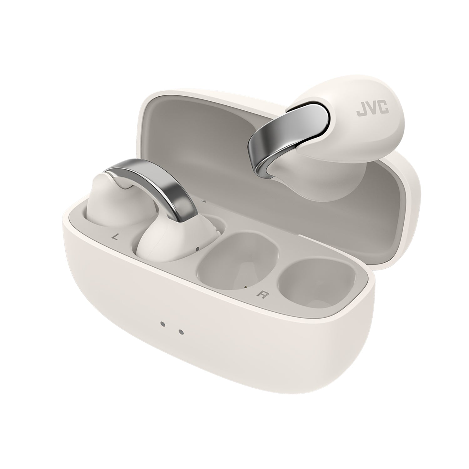 JVC - Écouteurs Nearphones Sans-Fil avec Boitier de Recharge et Microphone Intégré, Blanc - Simple Boutique