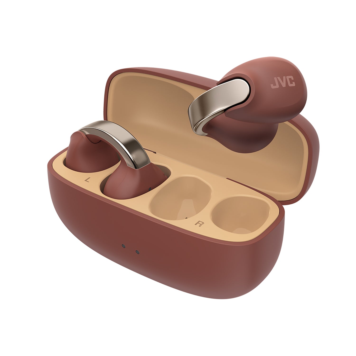 JVC - Écouteurs Nearphones Sans-Fil avec Boitier de Recharge et Microphone Intégré, Bordeaux - Simple Boutique