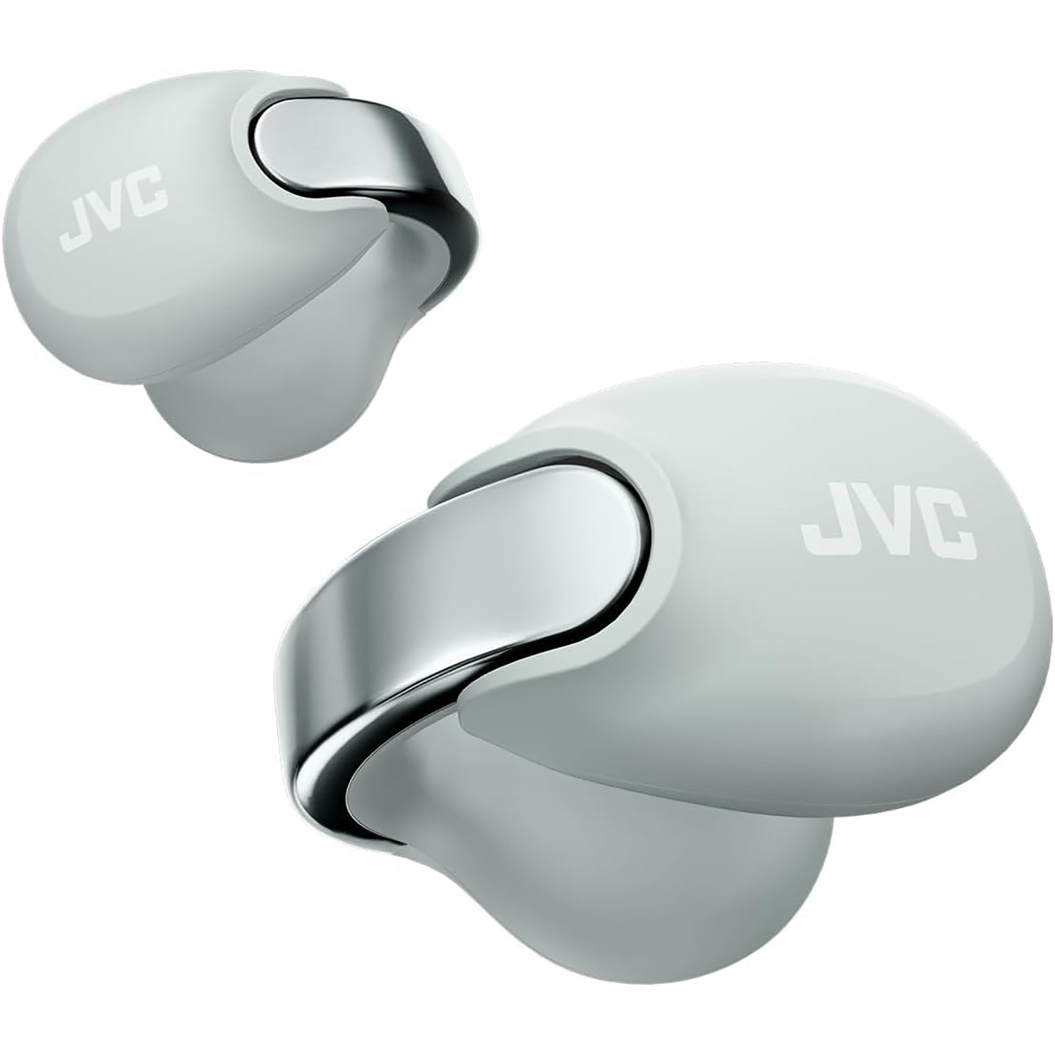 JVC - Écouteurs Nearphones Sans-Fil avec Boitier de Recharge et Microphone Intégré, Gris - Simple Boutique