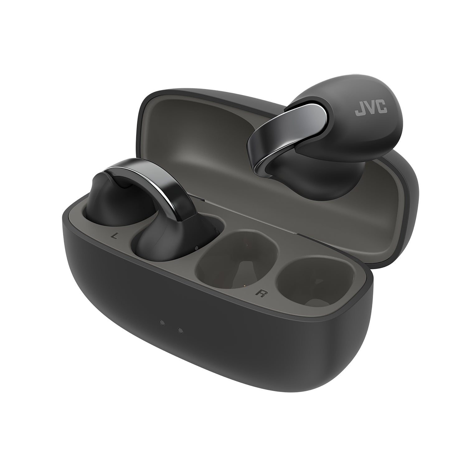 JVC - Écouteurs Nearphones Sans-Fil avec Boitier de Recharge et Microphone Intégré, Noir - Simple Boutique