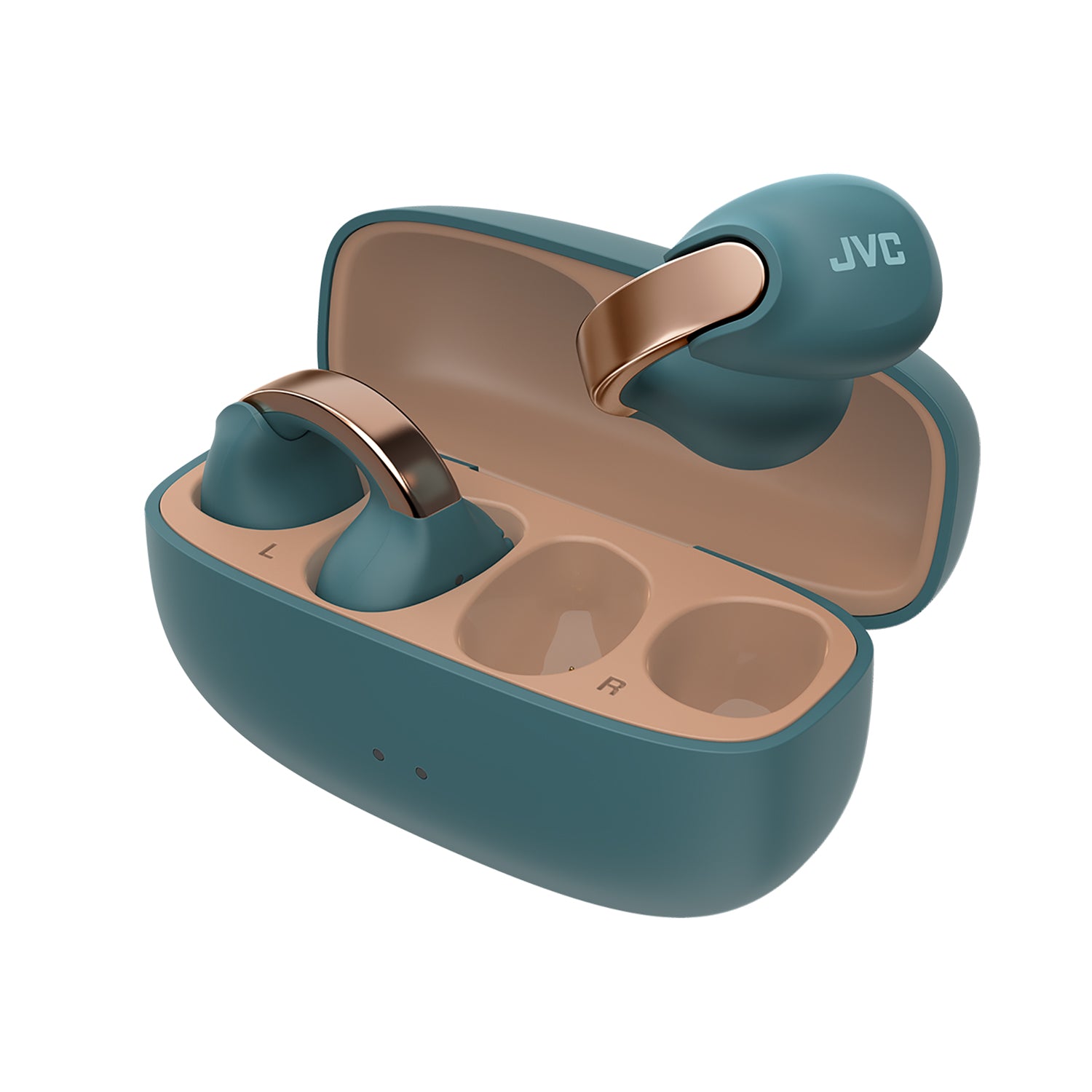 JVC - Écouteurs Nearphones Sans-Fil avec Boitier de Recharge et Microphone Intégré, Turquoise - Simple Boutique