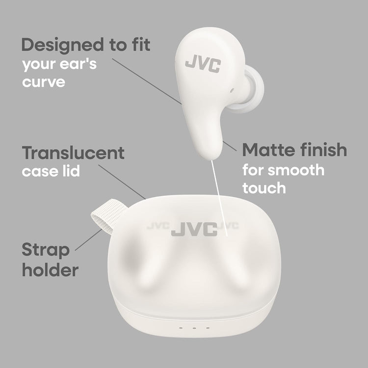 JVC - Écouteurs Sans Fil Gumy Premium Bluetooth ANC, 26H Autonomie, Blanc Coconut - HA-A23T-W - Simple Boutique