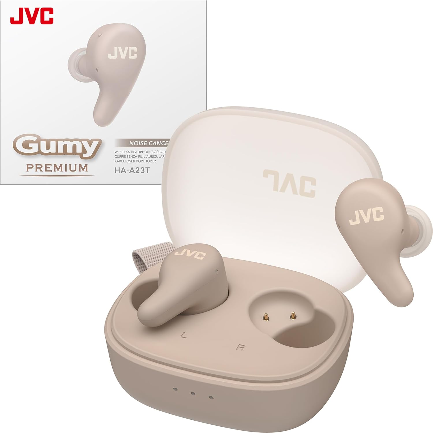 JVC - Écouteurs Sans Fil Gumy Premium Bluetooth ANC, 26H Autonomie, Brun Mocha - HA-A23T-T - Simple Boutique