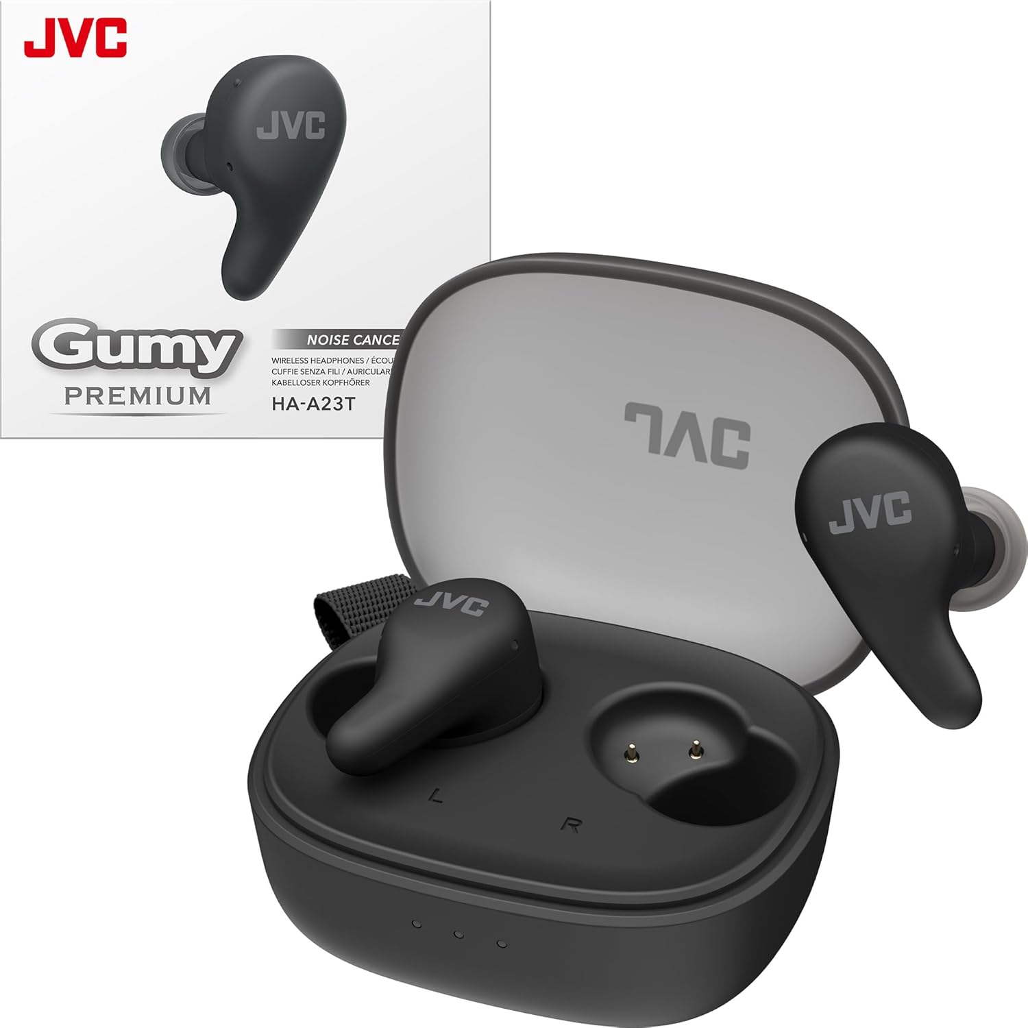 JVC - Écouteurs Sans Fil Gumy Premium Bluetooth ANC, 26H Autonomie, Noir Olive - HA-A23T-B - Simple Boutique