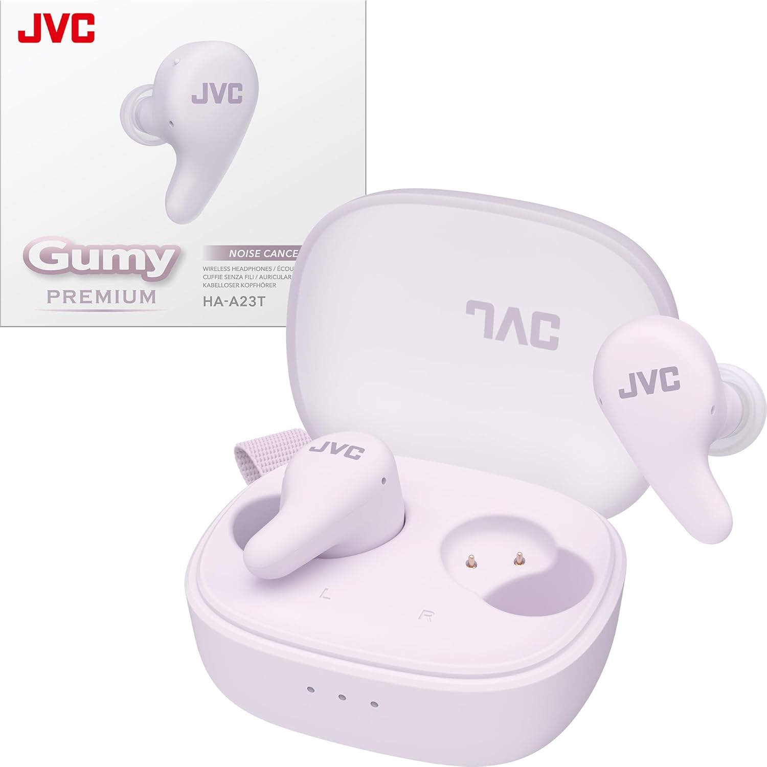 JVC - Écouteurs Sans Fil Gumy Premium Bluetooth ANC, 26H Autonomie, Yogourt au Raisin Violet - HA-A23T-V - Simple Boutique