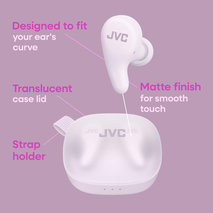 JVC - Écouteurs Sans Fil Gumy Premium Bluetooth ANC, 26H Autonomie, Yogourt au Raisin Violet - HA-A23T-V - Simple Boutique