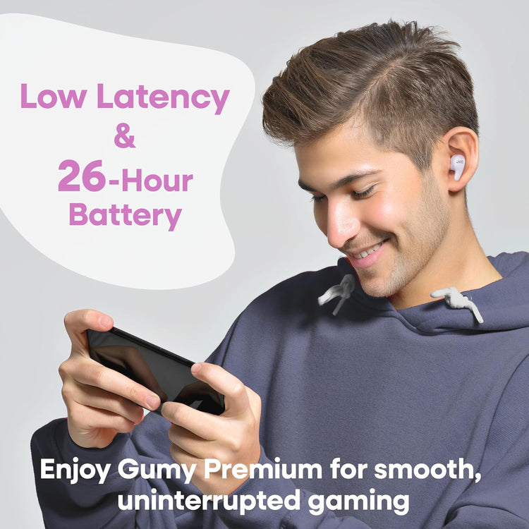 JVC - Écouteurs Sans Fil Gumy Premium Bluetooth ANC, 26H Autonomie, Yogourt au Raisin Violet - HA-A23T-V - Simple Boutique