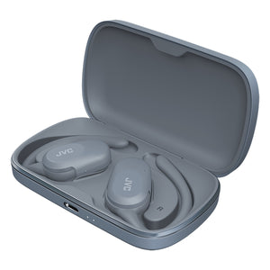 JVC - Écouteurs Sans Fil à Oreille Ouverte Nearphones avec Boitier de Reacharge, Bleu - Simple Boutique