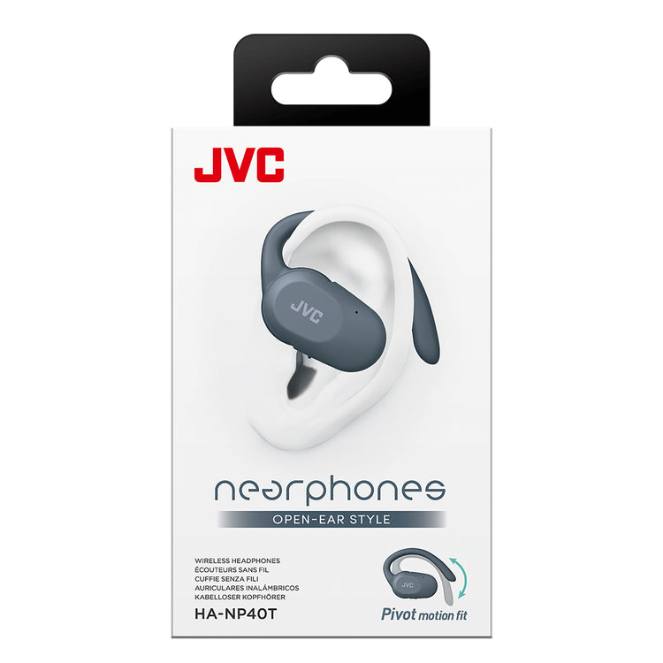 JVC - Écouteurs Sans Fil à Oreille Ouverte Nearphones avec Boitier de Reacharge, Bleu - Simple Boutique