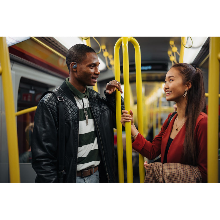 JVC - Écouteurs Sans Fil à Oreille Ouverte Nearphones avec Boitier de Reacharge, Bleu - Simple Boutique