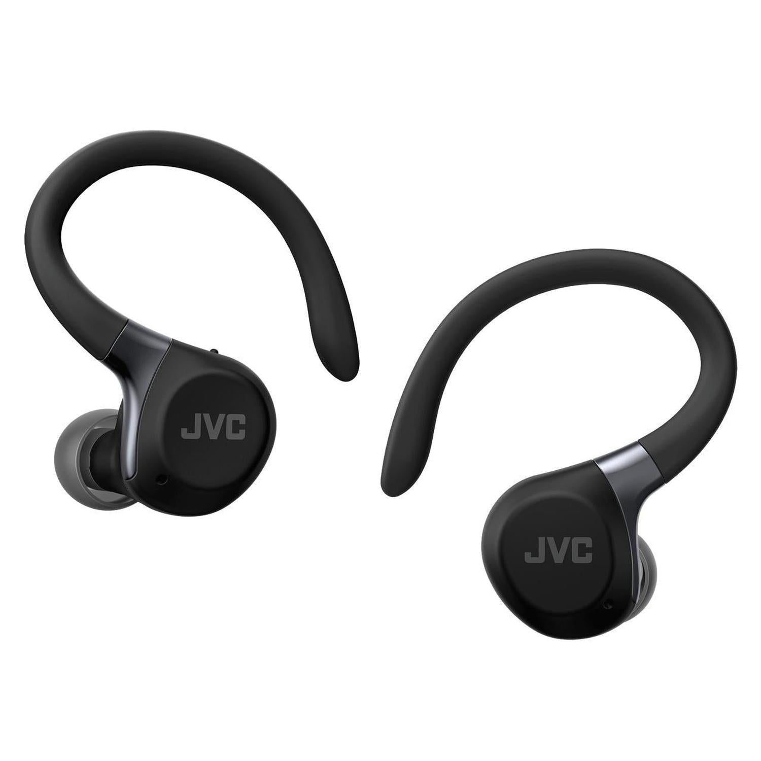 JVC - Écouteurs Sport Sans Fil avec Réduction Active du Bruit, Mode Ambiant, Crochets d’Oreille, 30h Autonomie, IPX5, Bluetooth 5.1, Noir - HA-EC75T-B - Simple Boutique