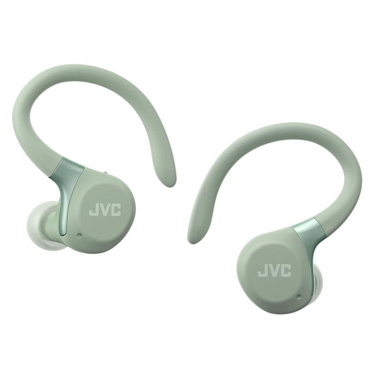 JVC - Écouteurs Sport Sans Fil avec Réduction Active du Bruit, Mode Ambiant, Crochets d’Oreille, 30h Autonomie, IPX5, Bluetooth 5.1, Vert - HA-EC75T-G - Simple Boutique