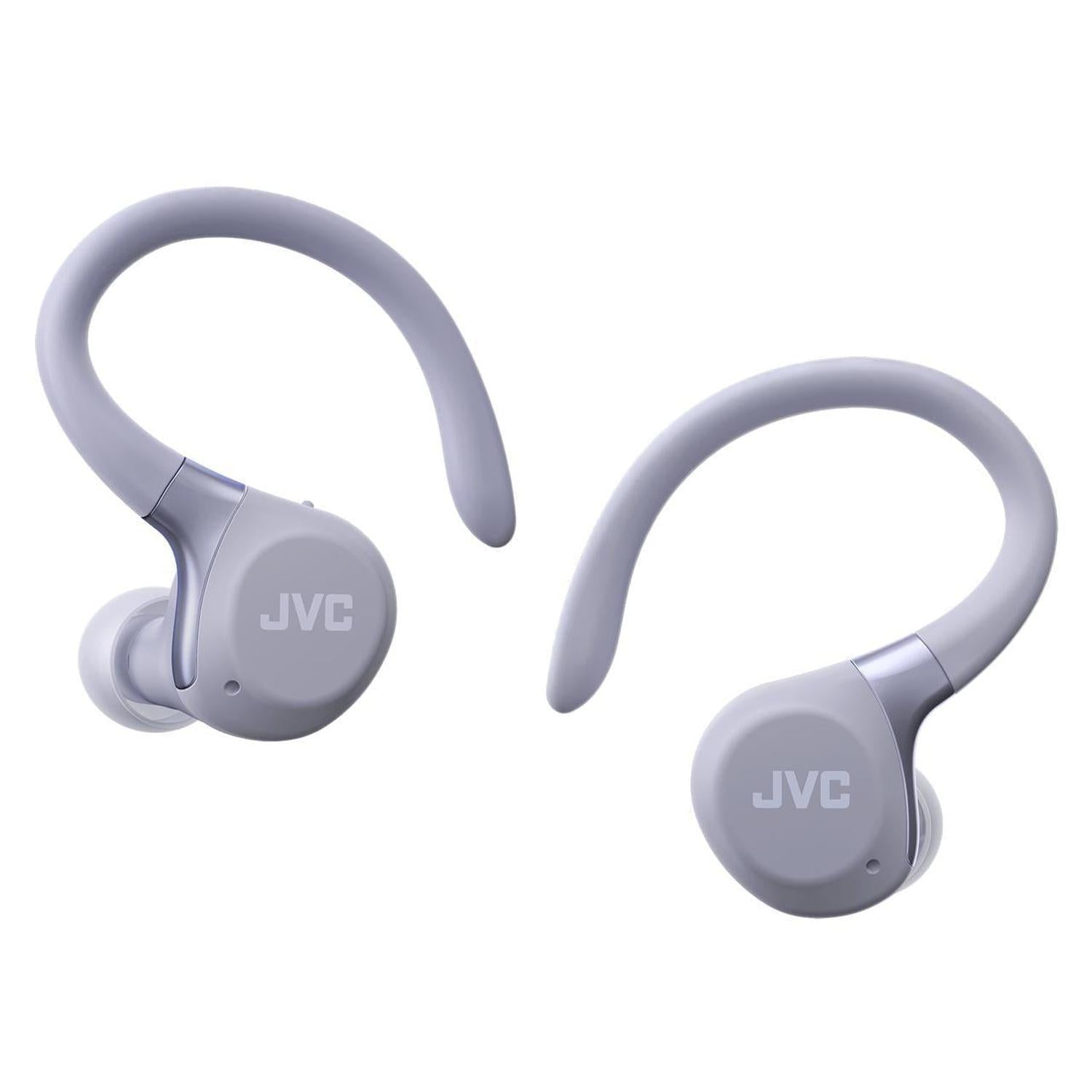 JVC - Écouteurs Sport Sans Fil avec Réduction Active du Bruit, Mode Ambiant, Crochets d’Oreille, 30h Autonomie, IPX5, Bluetooth 5.1, Violet - HA-EC75T-V - Simple Boutique