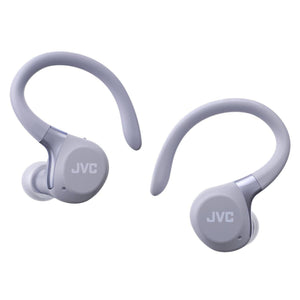 JVC - Écouteurs Sport Sans Fil avec Réduction Active du Bruit, Mode Ambiant, Crochets d’Oreille, 30h Autonomie, IPX5, Bluetooth 5.1, Violet - HA-EC75T-V - Simple Boutique