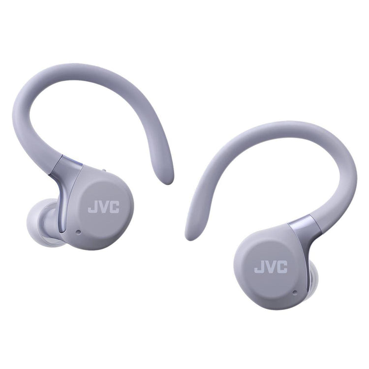 JVC - Écouteurs Sport Sans Fil avec Réduction Active du Bruit, Mode Ambiant, Crochets d’Oreille, 30h Autonomie, IPX5, Bluetooth 5.1, Violet - HA-EC75T-V - Simple Boutique